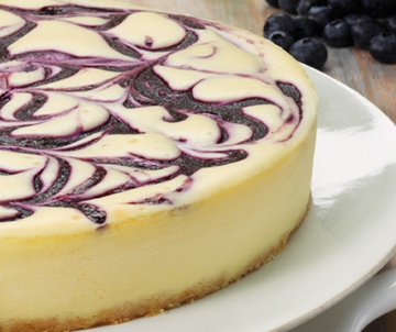 Gluten free blueberry swirl cheesecake