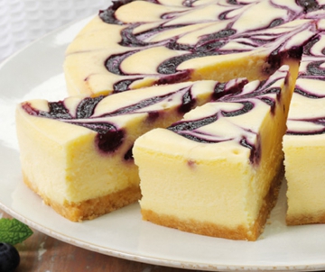 Gluten free blueberry swirl cheesecake